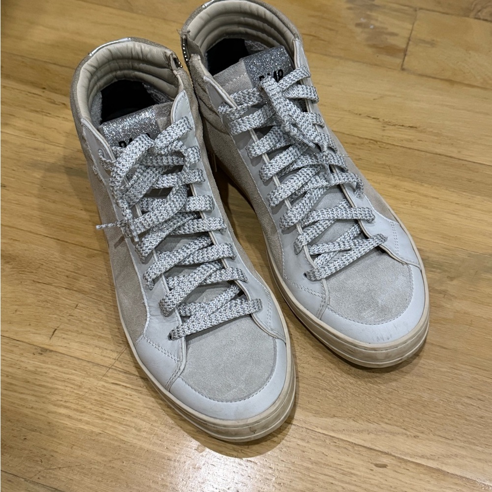 P448 Gray and Silver High-Top Sneakers